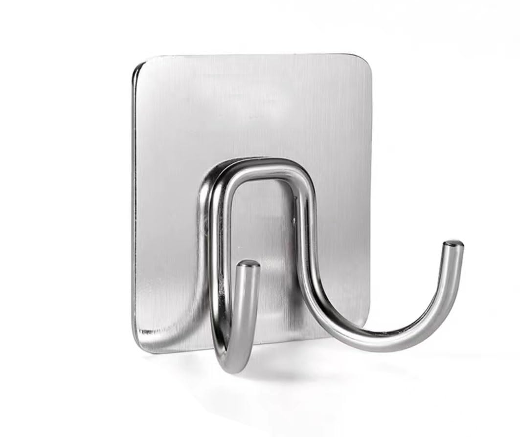 Lcanallyms Silver Wall Hooks, 304 Stainless Steel Self Adhesive Hook Stick On Wall Hooks For Hanging Towels For Bathroom, Towel Hanger Matte Black,3Pcs(,1Pcs)