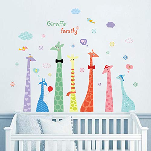 ufengke Pegatinas de Pared Familia de Jirafas Vistoso Vinilos Adhesivos Pared Soñar En Nubes Decorativos para Dormitorio Habitación Infantiles