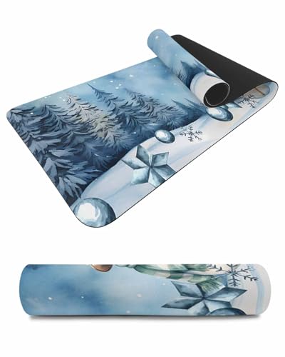 Debedcor Heat Proof Table Pads Waterproof Decorative, Christmas Snowman Non-Slip Table Countertop Protector, Winter Snowflake Starry Sky Forest Insulation Mat for Kitchen Room, 40 x 12 Inches