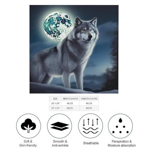 25" Silk Like Head Scarf for Women Fashion Square Wolf Under Moon Bandana Pack Neckerchief Boho Sleeping Headscarf Hair Wrap Headband Satin Neck Scarfs for Bag Purse Hair Scarves2