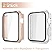 Misxi 2-Stück Schutzhüllen für Apple Watch Series 9/8/7 45mm, Kratzfester Displayschutz mit Gehärtetem Glas, Leichtgewicht Hülle für iWatch, 1 Rosegold + 1 Transparent