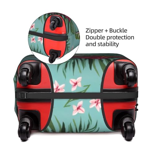 Elastic Luggage Covers For Suitcases Hawaiian Tropical Leaves Flowers Suitcase Cover, Durability Trolley Case Protector, Travel Luggage Cover Suitcase Protector Fits 18-32 Inch Luggage4