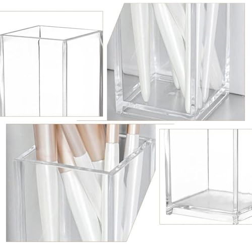 Naisfei 6 unidades de acrílico portalápices, 10 x 6,5 x 6,5 cm, soporte para lápices, escritorio, transparente, para lápices, maquillaje, pinceles, organizador para oficina, escuela, hogar - imagen 3