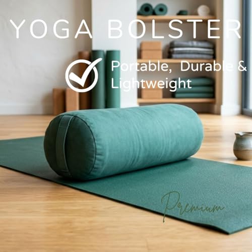 Image of Streetup India Yoga Bolster for Iyengar Yoga With Premium Cotton Washable Cover (Green, Standard)