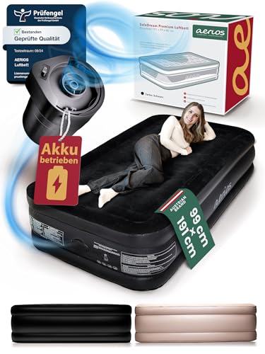 Aerios - Luftbett für 1 Person - Selbstaufblasbare Luftmatratze | Premium Gästebett ohne Stromkabel - integrierte USB-C Pumpe - Aufblasbares Bett - Jetzt Größe Wählen!