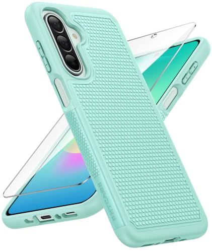 Image of FNTCASE for Samsung Galaxy A27-5G Case: Military Grade Drop Protection Phone Cover, 14ft Drop Tested, Screen Protector Included, Anti-Slip Matte Textured, TPU+PC Dual Layer Shockproof (Mint Green)