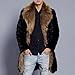 Qolkmuiy-GJ Men's Winter Faux Rabbit Fur Coat Fashion Color Block Shaggy Coats Fluffy Thicken Soft Long Overcoat (Brown,Small)