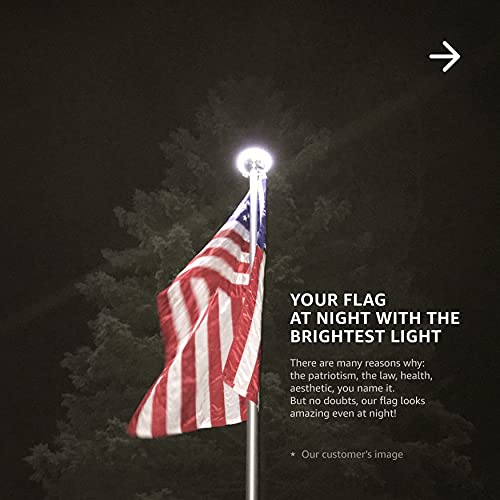 Deluxe Flag Pole Light Solar Powered - 1300 Lumen Solar Light For Flagpole - Light Up American Flag Outdoor With Solar Flag Pole Light From Dusk To Dawn For 12+ Hours - 100% Coverage Gold Flag Light #TOP4