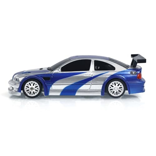 Image of 1 /43 Scale RC Drift Race Vehicle Upgraded Gyro Version 4WD Ready to Go Small Toy Car Mini Car High Speed Model for Hobby Collection Gift Boys Ages 14+(Blue and Silver)