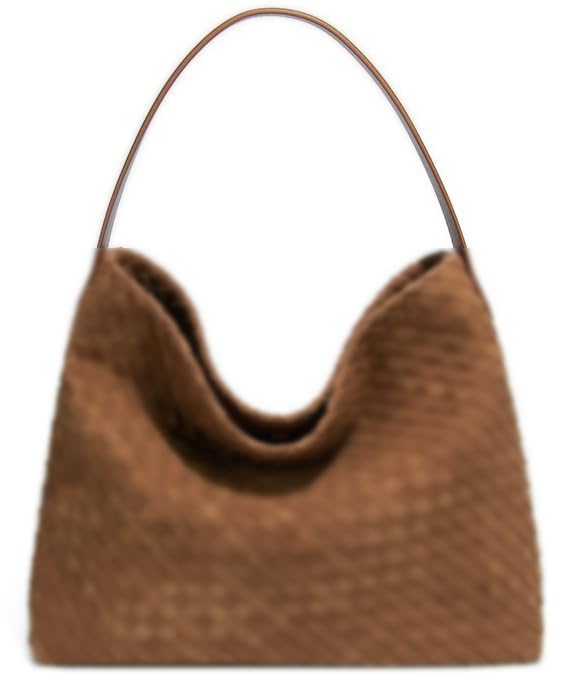 Bolso de hombro de gamuza tejido para mujer miniatura 1