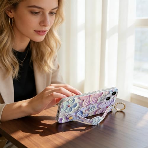 Coque iPhone 14 Plus béquille support antichoc dragonne rose 6.7