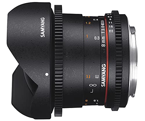 Samyang 8 mm T3.8   Objetivo ojo de pez para Canon EOS V DSLR, negro