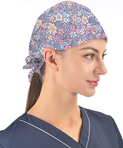 Kousenpu Adjustable Working Cap with Sweatband, Bouffant Tie Back Hat, Suitable for Men and Women, One Size Multi Color (Color W) - Thumbnail 2