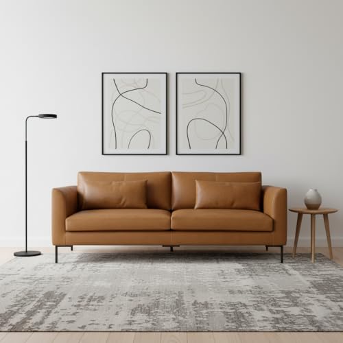 Image of Premium Leatherette Sofa for Living Room | Modern Designer Upholstered Seating | Comfortable Couch for Home, Lounge & Reception Areas | Brown (111821267 3S)