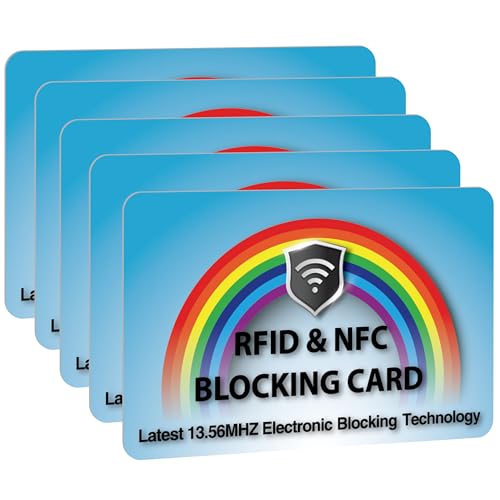 Image of SaiTech IT 5 Pack RFID Blocking Card Protect Your Entire Wallet, Purse | Protect Cards from NFC Contactless Theft Wallet for Men & Women (Rainbow-Blue)