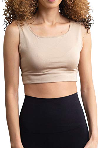 HT HALFTEE Tank Layering Tee | Demi Cami for Women & Teens | Cute Crop Top | TK | Nude - Medium