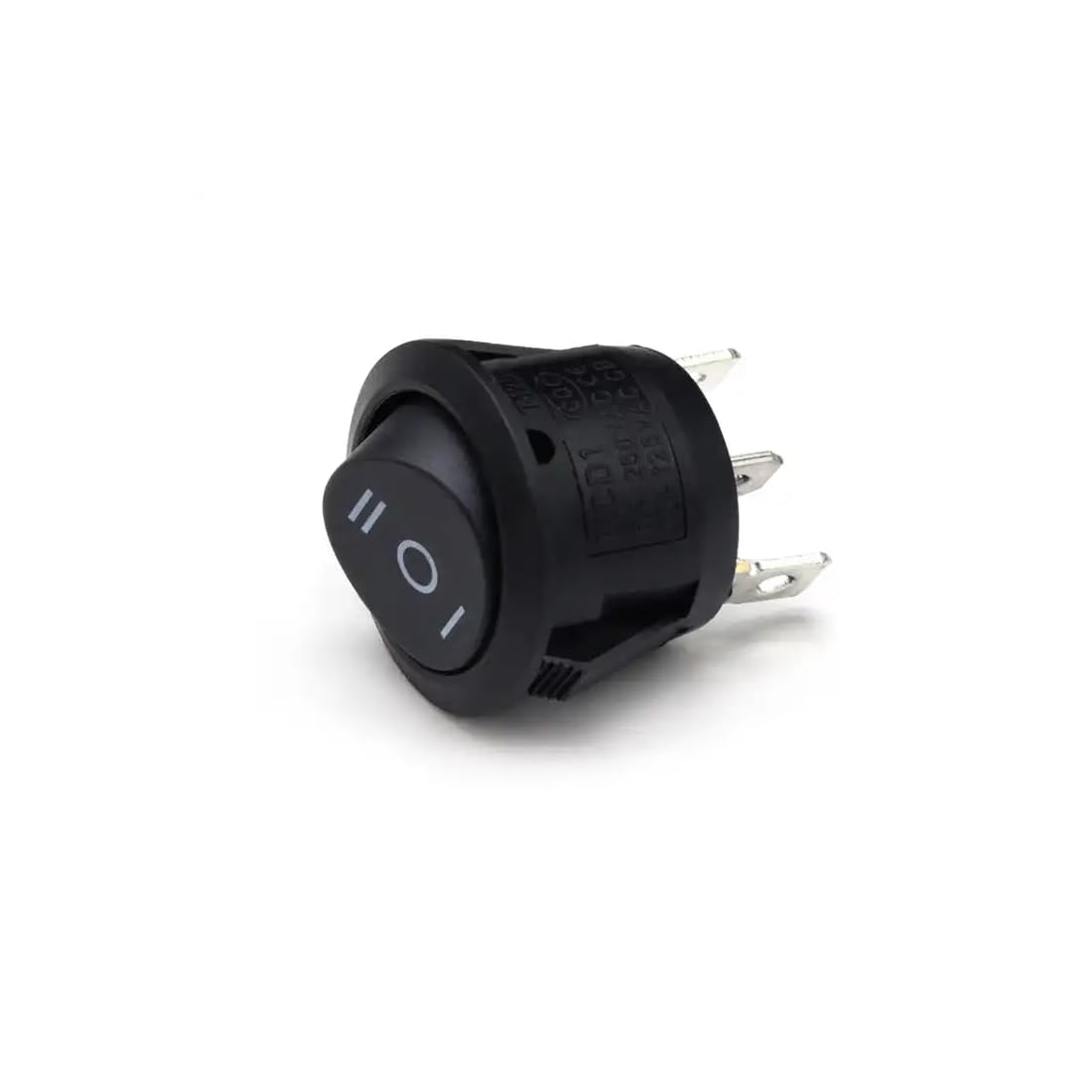CentIoT - Round Rocker Switch - KCD1 Round bottom snap fit 250V 6A (SPDT ON-OFF-ON 3 Position, 250V 6A 3PIN, Black Button, Pack of 5)