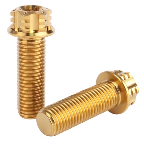 Image of 4Pcs Titanium Bolt Flange Torx Head M8 M10 x 20 25 30mm Screw Bolt for Motorcycle Car Modifications (Gold, M10x30mm Pitch 1.25)