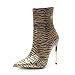 Stivaletti Da Donna Stiletto, 12 Cm Punta Stivali Con Tacco Alto, Colore Cuciture Motivo Tigre Sexy Moda Corti Scarponcini, Fodera in Peluche, Taglia Grande 34-45EU,D'oro,37 EU