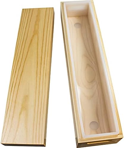 Silicone Soap Mold - Flexible Rectangular Loaf Mold with Wood Box and Wooden Cover Handmade Soap Making Tool 2500ml for CP & MP Supplies 4.5-5lb