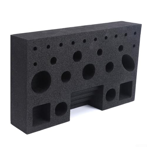 Gerätehalter zum Fliegenbinden – EVA-Schaumstoff-Organizer für Fliegenfischen-Zubehör, kompakt, 25,5 x 15,5 x 5 cm, Station mit Riemen, hält Schere, Spulen, Kleber (schwarz)