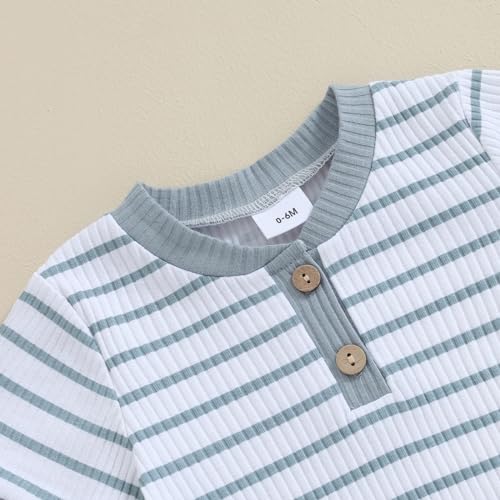 Newborn Baby Boy Girl Clothes Set Ribbed Short Sleeve Striped Romper Top Solid Color Shorts Sets 2Pcs Summer Outfits4