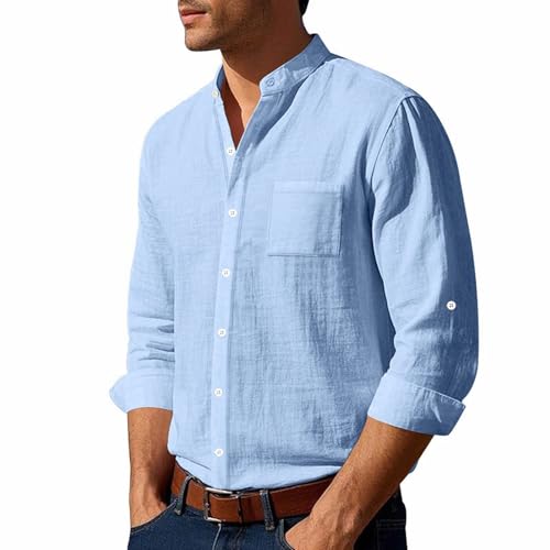 Chemise d'été douce col montant contre la chaleur coupe droite