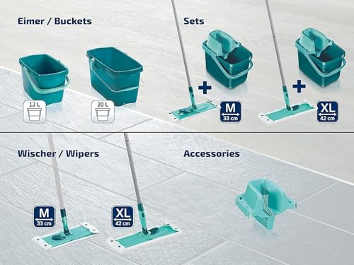 Leifheit Set Combi XL Micro Duo mit rückenschonendem Wischer, Wischtuchpresse für effektives...