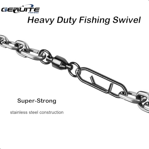 GERUITE Snap Fishing Swivels Ball Bearing Swivel High Strength Fishing Swivels Saltwater Stainless Barrel Swivel for Freshwater Fishing #0(25 Pcs)