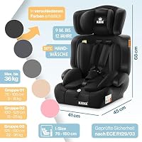 KIDIZ® Autokindersitz i-Size R129 100-150cm bis 12 Jahre, Kinderautositz Gruppe 1/2/3 ohne Isofix, mitwachsender Kindersitz, 5-Punkt-Gurt & höhenverstellbare Kopfstütze, Sitzerhöhung Auto, Schwarz – Ansicht 2