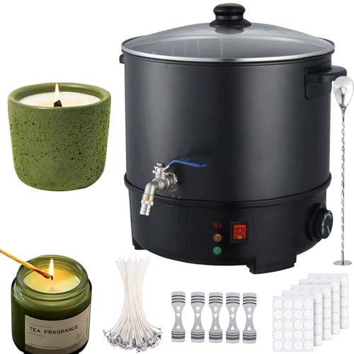 Derretedor de cera de vela 10L para fabricação de velas com 15cm 100 pavios+5 castiçais - Caldeirão