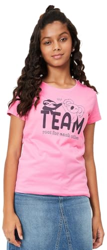 Image of Max Girl's Cotton Regular Fit Graphic Printed T-Shirt - Pack of 3