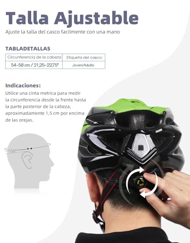 Casco de bicicleta con luz LED trasera Shinmax y visera ajustable para mayor seguridad 7