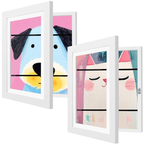 HEPFLANZE 2 Pack Kids Artwork Frames Changeable 10 x 12.5 Inch Children Art Projects Kids Art Frames Front Opening Picture Display Frame, White