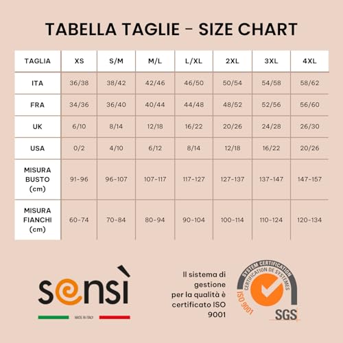 SENSI’ Shapewear Damen Miederrock HOHE Taille Unterrock Seamless Mikrofaser nahtlos atmungsaktiv antibakteriell ECO Made in Italy XS S/M M/L L/XL SCHWARZ Weiss BEIGE