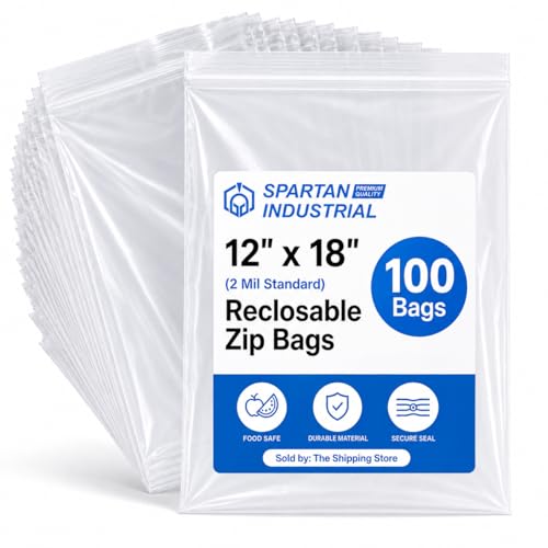 12” X 18” (100 Count) 2 Mil Clear Reclosable Zip Plastic Poly Bags