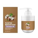 Facial Hair Removal Cream for Women with Coconut Oil,Gentle & Painless Depilatory Cream for Upper Lip,Chin,Face & Body,Kind to Sensitive Skin,Moisturizing & Soothing,All Skin Types 100g