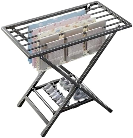 Portable Foldable Clothes Drying Rack, Height-Adjustable Space-Saving Laundry Stand for Efficient Drying, Ideal for Home & Travel（Gunmetal Gray,160cm）