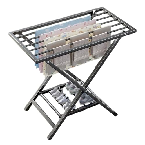 EYRMQWJPC Foldable Clothes Airer， Portable Clothes Drying Rack, Foldable, Height-Adjustable, 2-Color, 90-180cm(Gunmetal Gray,90cm)
