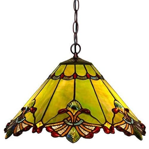 Image of Mission Lamp Shade Replacement Green Red White Tiffany Stained Glass Lampshade Only with Cap Fit for Table Lamp Floor Lamp Reading Desk Lamp Ceiling Pendant Light Chandelier,Green,17