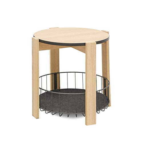 HTL Storage Table Wooden Round Table Double Layer It Can Move Coffee T HTL Storage Table Wooden Round Table Double Layer It Can Move Coffee T