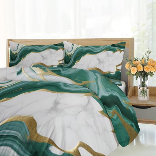 Parure de lit 140x200 marbré vert or en microfibre infroissable D-80 - 4