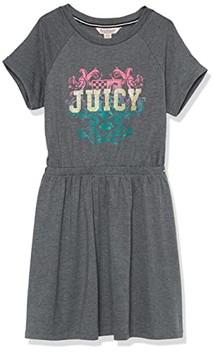 Juicy Couture Girls Short Sleeve Jersey Tee Dress with Elastic Cinched Waist, Fun Designs & Colors