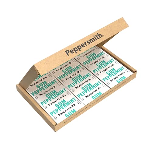 Peppersmith - Britischer Pfefferminzkaugummi - Vegan - 100% pflanzliches Xylitol - Süßstoff - Frischer Atem - Zuckerfreier Kaugummi - Fördert die Mundgesundheit - 12 x 15 g
