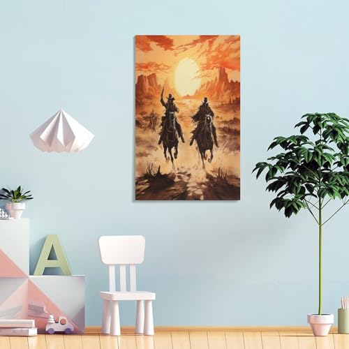 Poster Game Western Cowboy Impression sur Toile Déco Bureau Chambre 50x75cm - 4