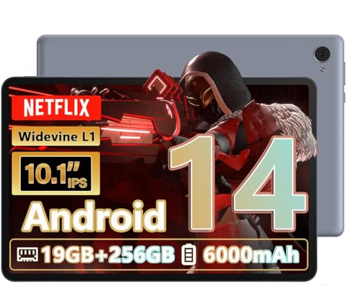GOTOWOD Tablette Tactile10 Pouces 19Go RAM + 256Go ROM (TF Extensible 1To), Tablette Android 14, Écran IPS HD 1280x800, Double caméra 5 Mpx, Batterie 6000mAh, Tablettes performantes 2025, GSM, Wi-FI