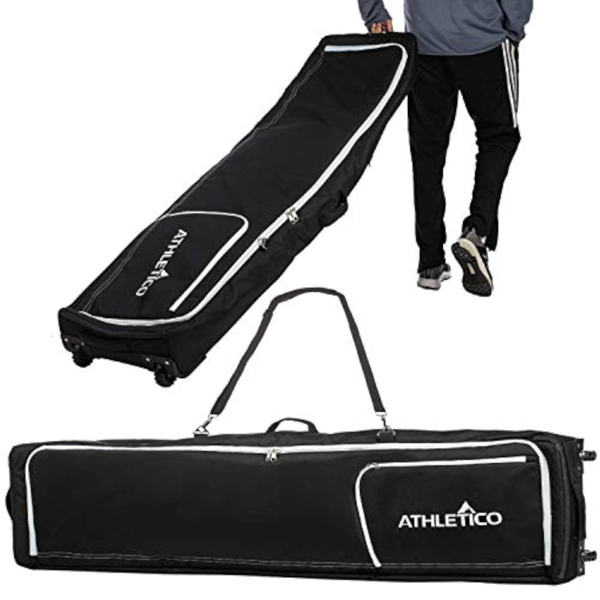 Rolling Double Ski Bag, Padded Ski Bag with Wheels