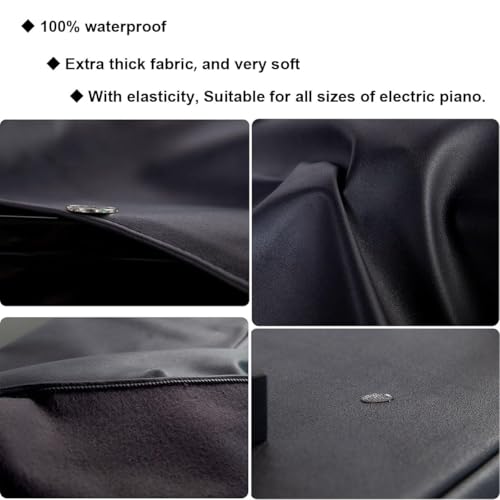 Extra Dicke Baumwolle Staubschutz mit Notenständerabdeckung und Hocker Staubschutzhülle 3er Set, Länge 148cm Breite 47cm, Nettogewicht 2lbs, Black