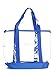 Large Clear Tote Bag with Zipper Closure (Blue)