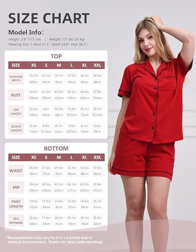 Image of NAP BOUND 100% Cotton Pajamas for Women Sets 2 Pieces Pjs Button short sleeves with Pockets Soft Sleepwear Loungewear XS-XXL